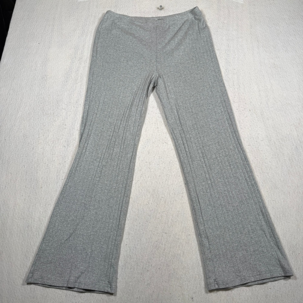 Orange Kiss Essentials Womens Gray Ribbed Wide Leg Lounge Pants Large